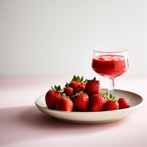 Basilikaglass med färska jordgubbar och jordgubbssås – receptbild