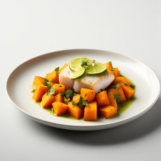 Ceviche – Limemarinerad torsk med sötpotatis – receptbild