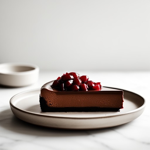 Choklad Cheesecake med Jordgubbssås – receptbild