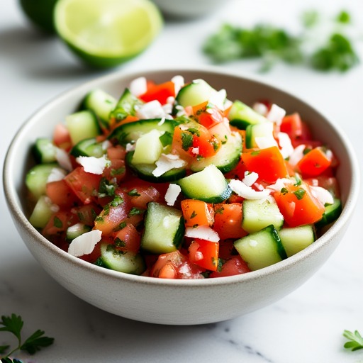 Chunky Coconut, Tomato, Cucumber and Lime Relish – receptbild