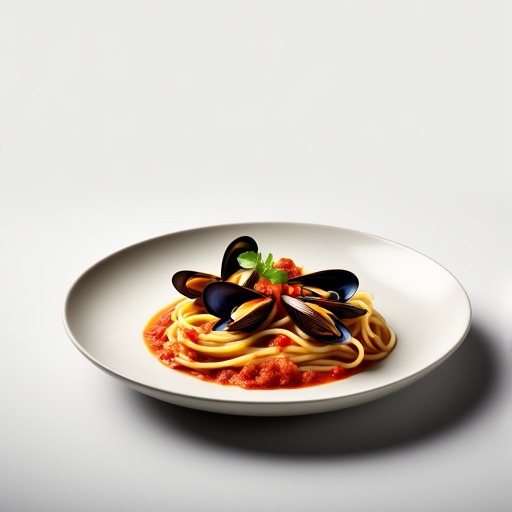 Fettuccine med pilgrimsmussla och tomatsås – receptbild