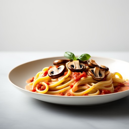 Fettuccine med pilgrimsmusslor och tomatgräddsås – receptbild