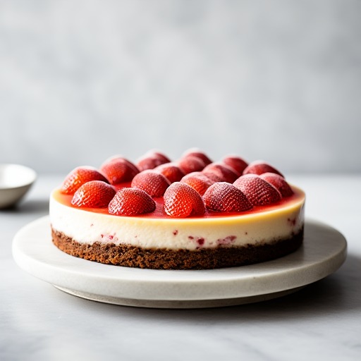 Fryst jordgubbscheesecake på kladdkakebotten – receptbild