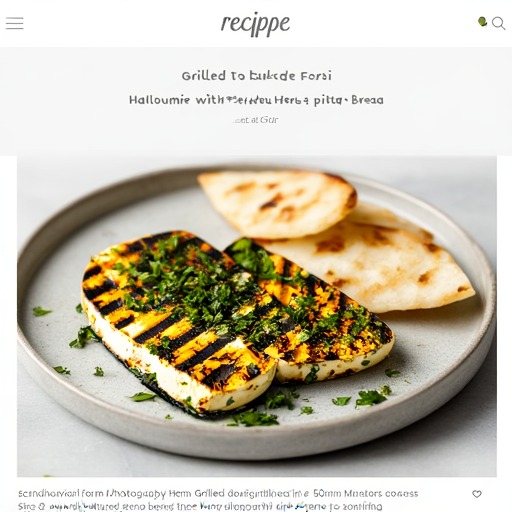 Grillad haloumi med örter och pitabröd – receptbild