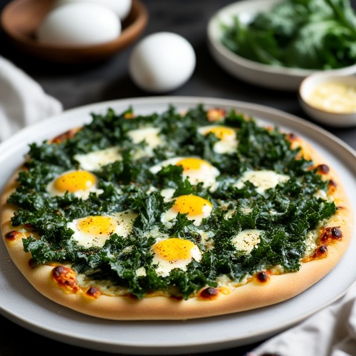 Helgrön och smaskig pizza med "deg" av blomkål, ost och ägg – receptbild