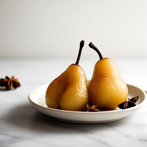 Inkokta päron med stjärnanis – receptbild