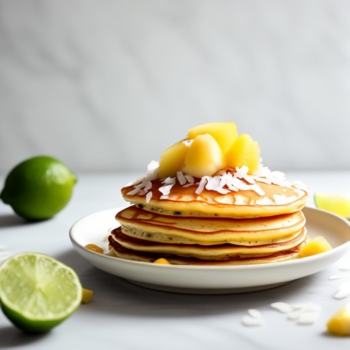 Kokospannkakor med frukt i lime – receptbild