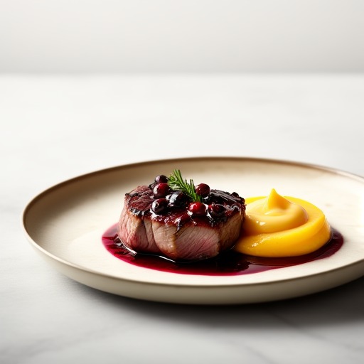 Lammytterfilé med lingonglaze och sötpotatiskräm – receptbild