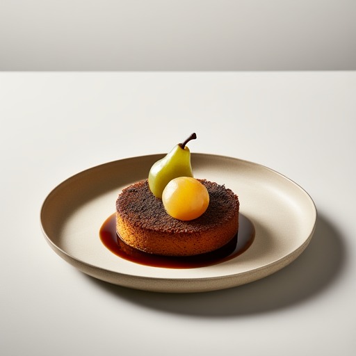 Mischmasch med kladdkaka, kolasås & ingefärspäron – receptbild