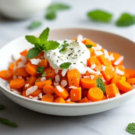 Morotssallad med yoghurt, kokos och mynta – receptbild
